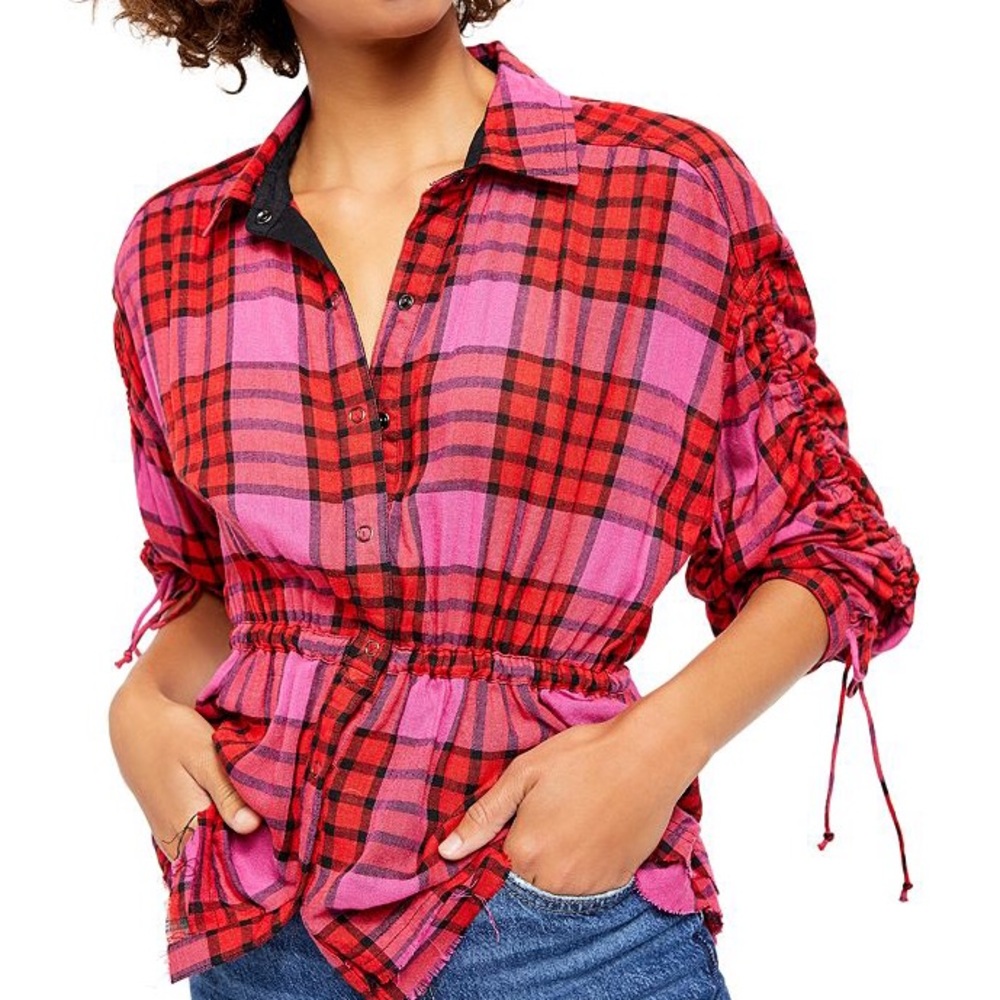 ❌SOLD ❌ NWT - FREE PEOPLE Pacific Dawn Drawstring Plaid